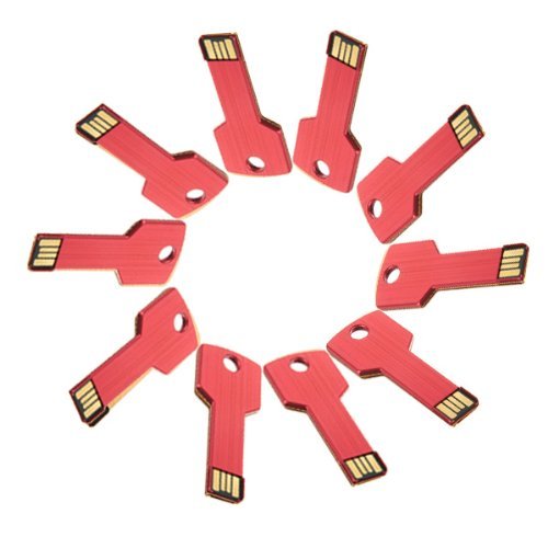 Enfain® 10Pcs 1GB Metal Key USB 2.0 Flash Drive Memory Stick Pen Drive Multi Color Choice (Red)