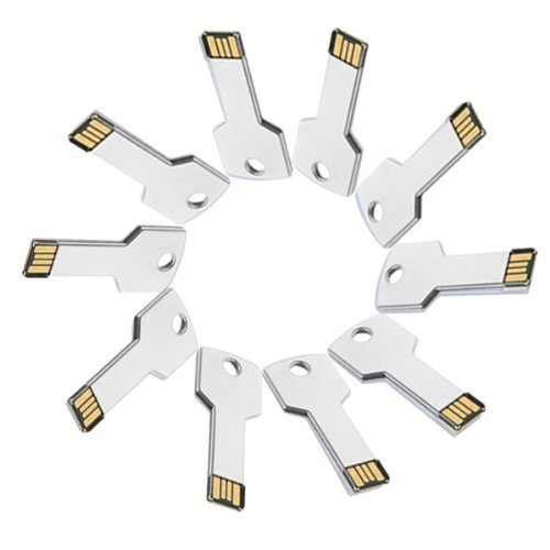 Enfain® 10Pcs Metal Key 4GB USB Flash Drive 2.0 Memory Stick Pen Drive Thumb Stick (Sliver)