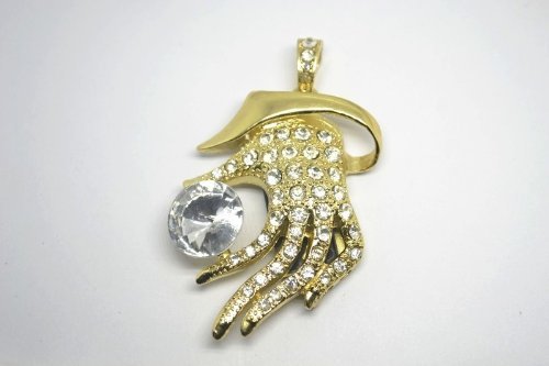 Enfain® Jewelry Hand Pendant Crystal USB 2.0 Pendrive Memory Stick U Disk with Necklace(8GB,Golden)