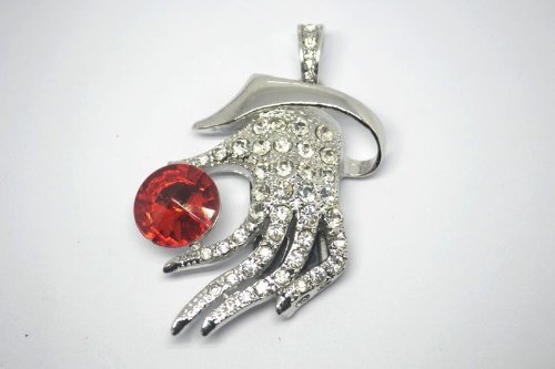 Enfain®Jewelry Hand Pendant Crystal USB 2.0 Pendrive Memory Stick U Disk with Necklace(16GB,Silver)
