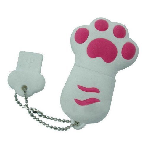 Enfain® Cute Animal Paw keychain USB Flash Drive Cartoon USB 2.0 Memory Stick U Disk (8GB, White)