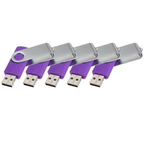 Enfain® 5pcs Purple Swivel Design Waterproof 256MB Usb 2.0 Flash Drive Memory Stick Thumb Stick Pen