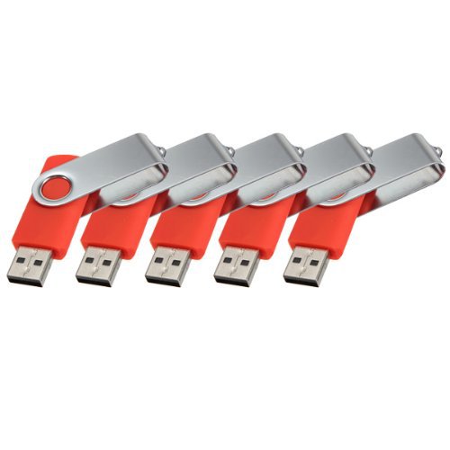 Enfain® 5pcs Swivel Design Waterproof USB Flash Drive 2.0 Memory Stick Fold Storage(2gb,red)