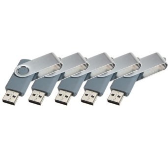 Enfain® 5pcs Swivel Design Waterproof USB Flash Drive 2.0 Memory Stick Fold Storage(8gb,gray)