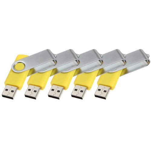 Enfain® 5pcs Swivel Design Waterproof USB Flash Drive 2.0 Memory Stick Fold Storage(8gb,yellow)