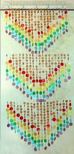 "RAINBOW" Curtain made of natural capiz shells with Canvas topper.