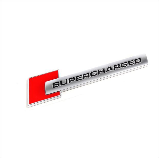 SUPERCHARGED Metal 3D Car Badge Red