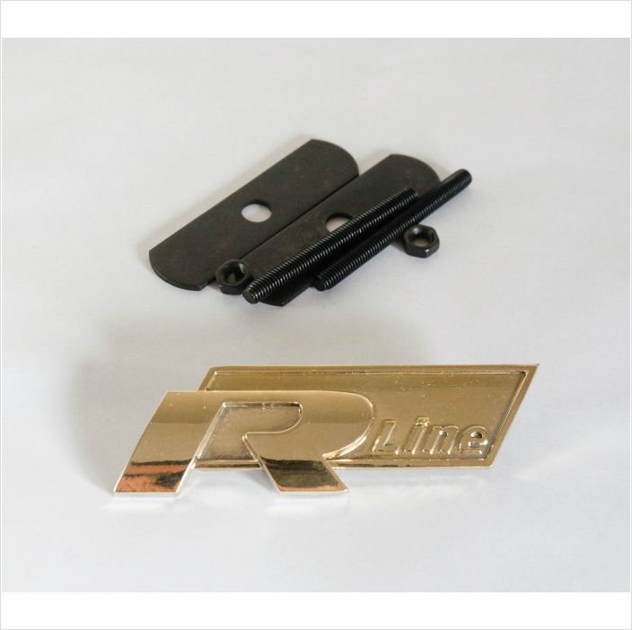 VW Audi R Line 24K Gold Plated Metal 3D Grill Badge Emblem