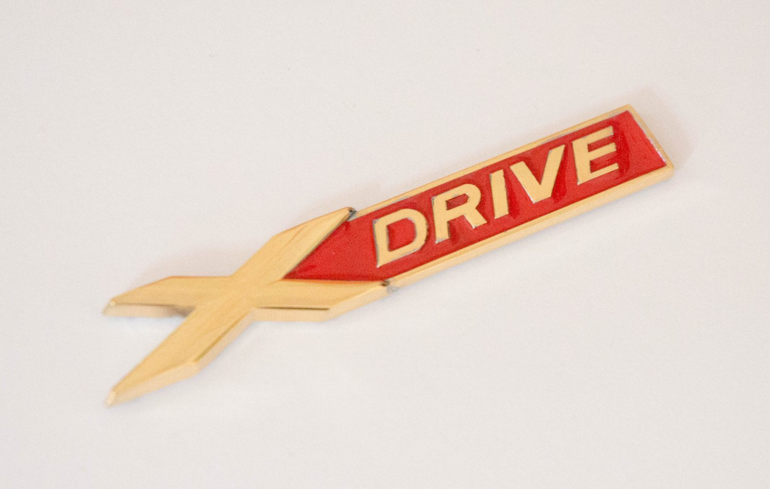 BMW X-DRIVE 24K Gold Plated Metal 3D Badge / Emblem Sticker Red
