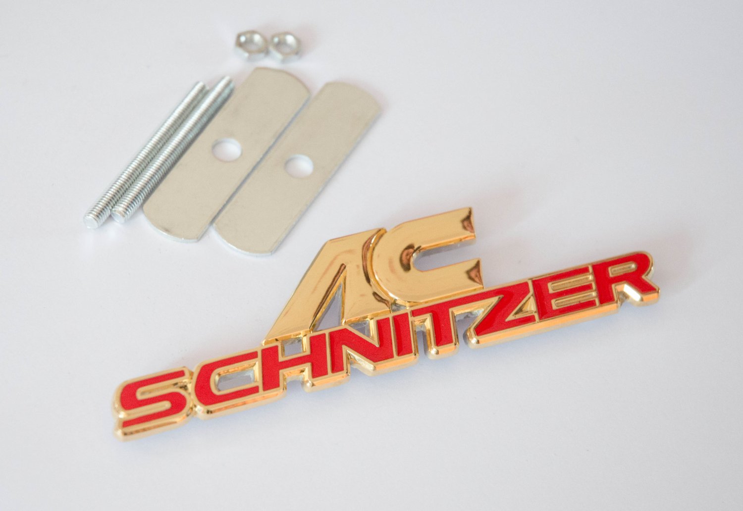 BMW AC SCHNITZER 24K Gold Plated Metal 3D Grill Badge / Emblem Red