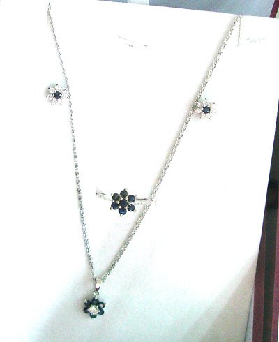 100% natural blue sapphire and sterling silver sets