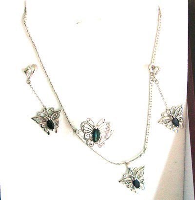 100% natural blue sapphire and sterling silver sets