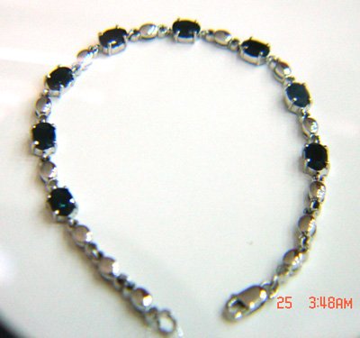 100% natural blue sapphire and sterling silver bracelet