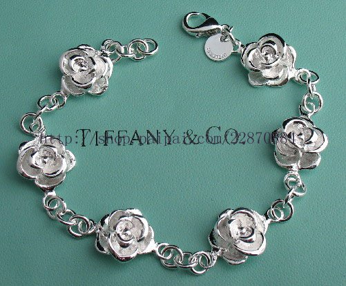 Beautiful 925 Sterling silver rose flower bracelet,new arrival!