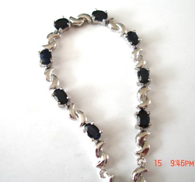 100% natural blue sapphire and sterling silver bracelet
