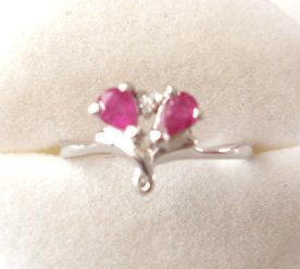 100% natural red ruby and sterling silver ring