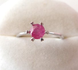 100% natural red ruby and sterling silver ring