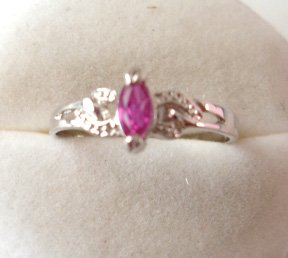 100% natural red ruby and sterling silver ring