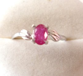 100% natural red ruby and sterling silver ring
