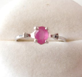 100% natural red ruby and sterling silver ring