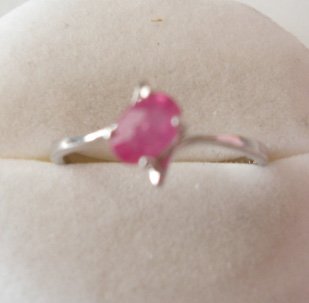 100% natural red ruby and sterling silver ring