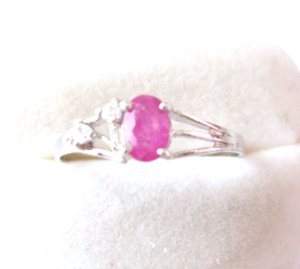 100% natural red ruby and sterling silver ring