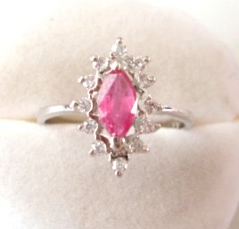 100% natural red ruby and sterling silver ring