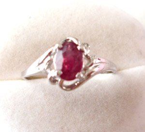 100% natural red ruby and sterling silver ring