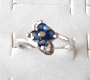 100% natural blue sapphire and sterling silver ring
