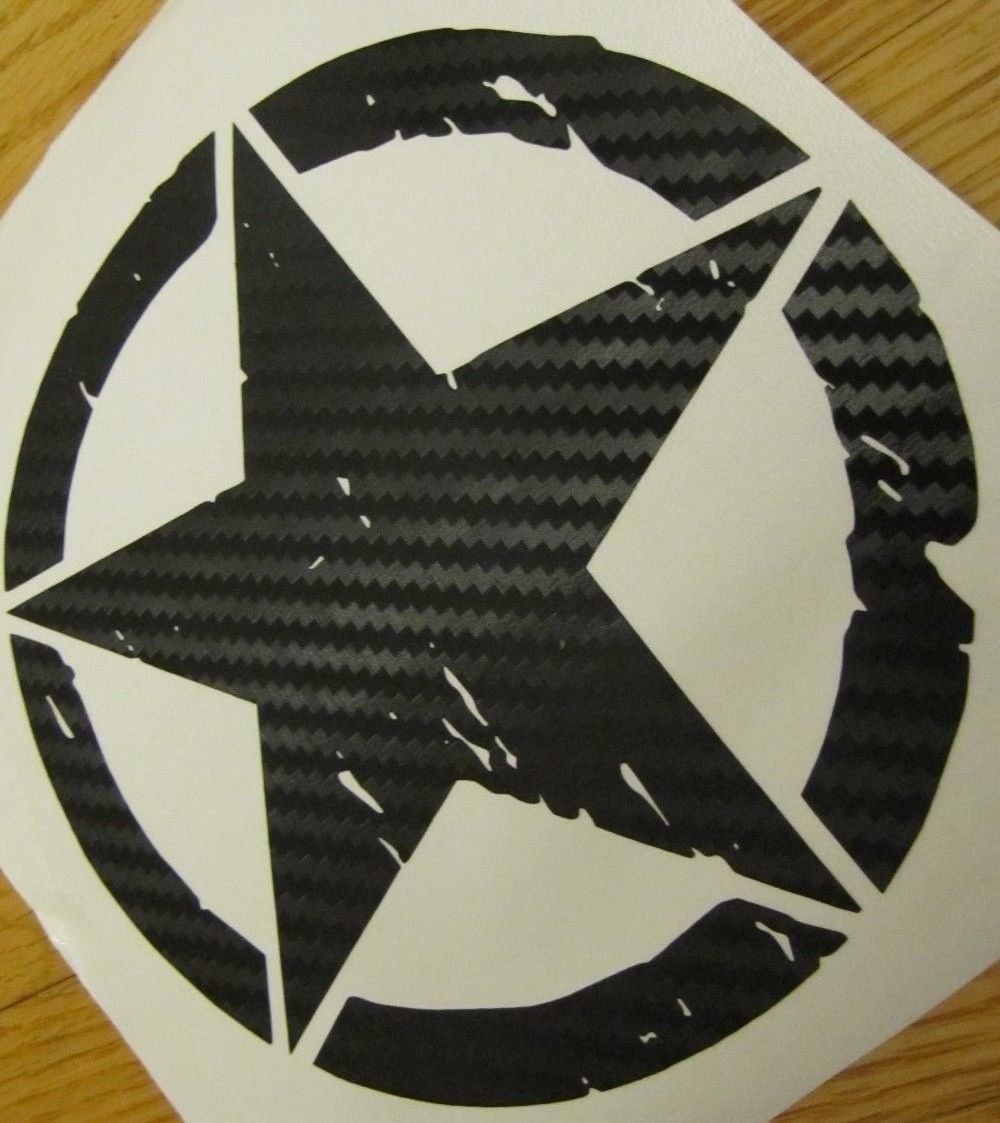 Carbon Fiber Oscar Mike Distressed Star Freedom Edition Vinyl Car Decal