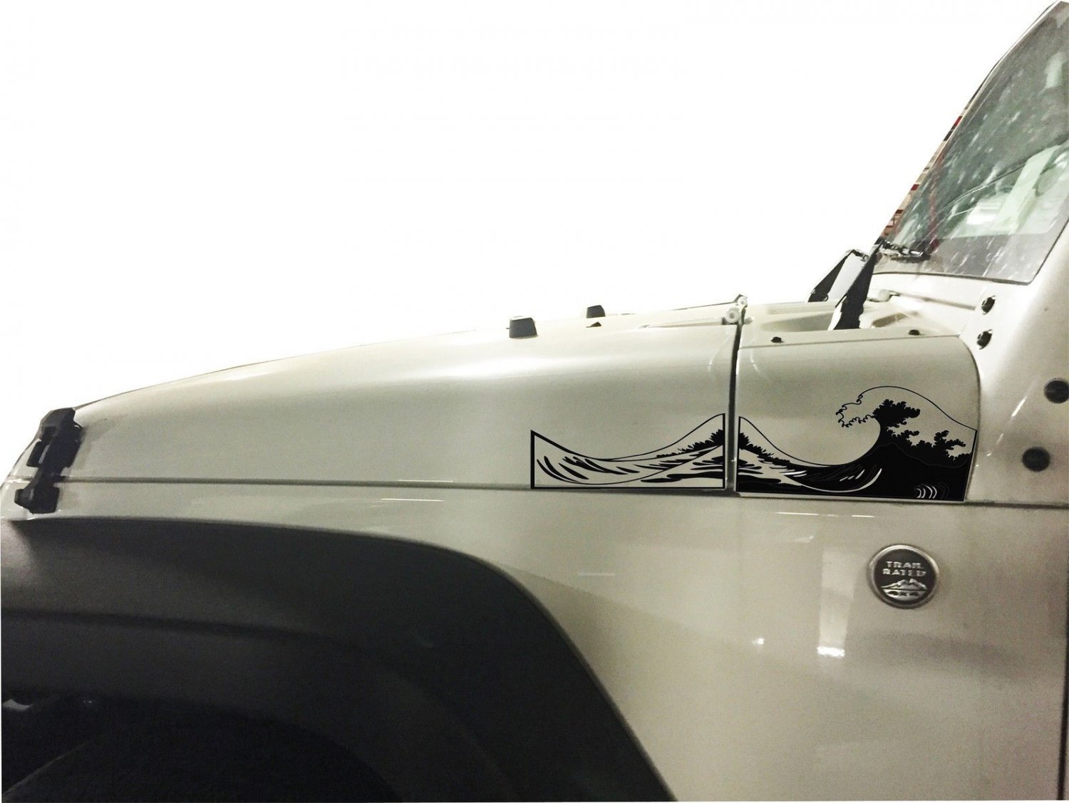 2Jeep Wrangler ocean wave extended hood Vinyl Stickers Full Set Decal,pick Color