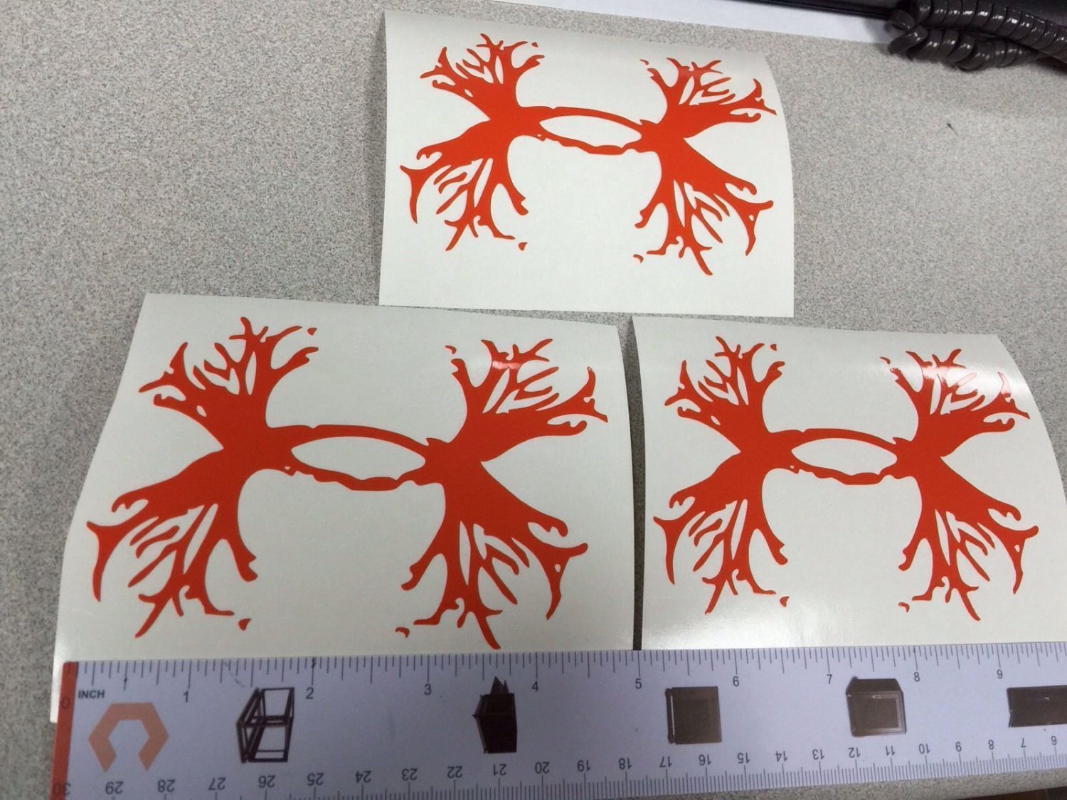 Lot Of 3 Under Armour/Armor Antlers vinyl decal/sticker 5" H orange Hunting Logo