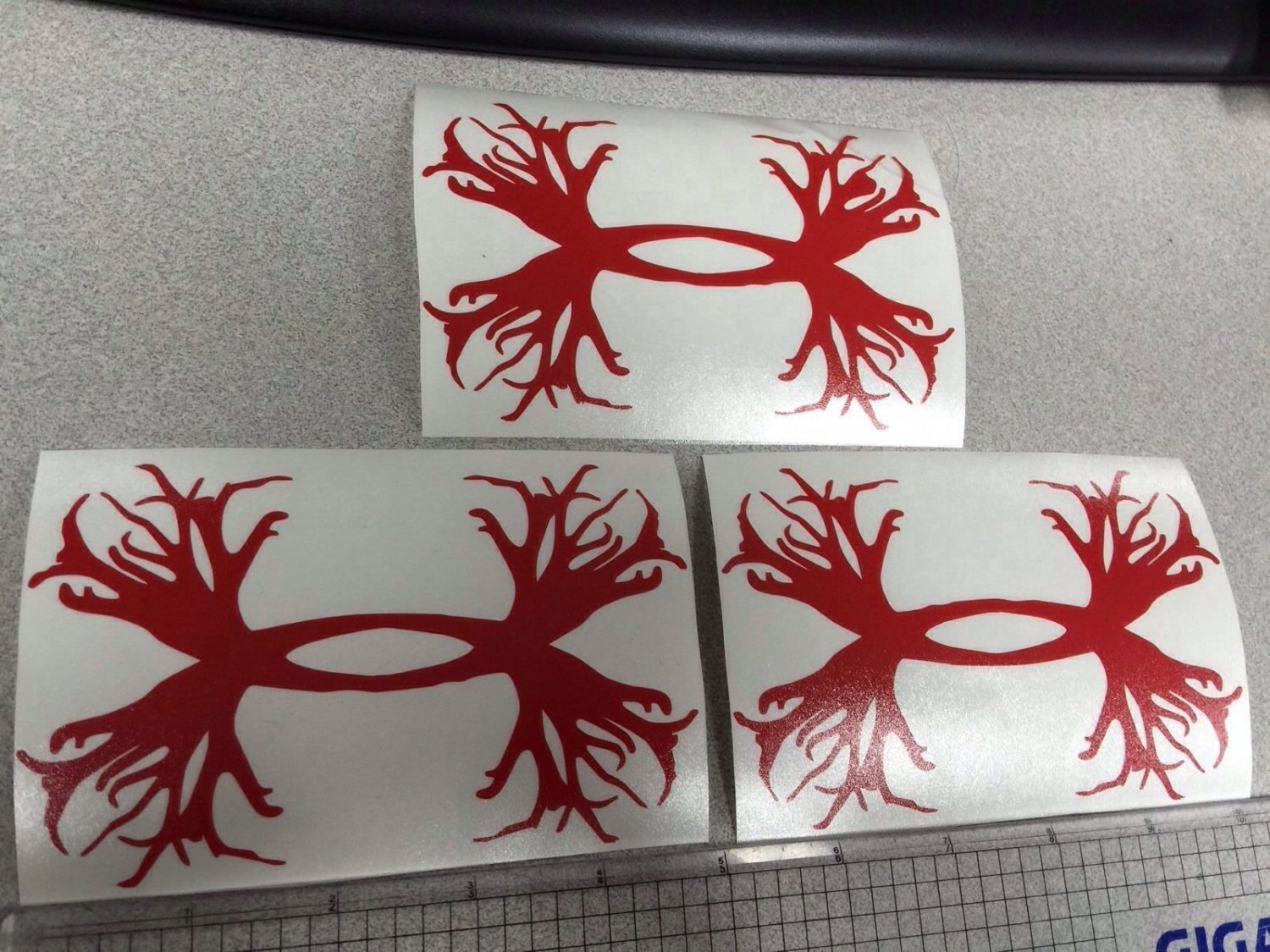 Lot Of 3 Under Armour/Armor Antlers vinyl decal/sticker 5" H red Hunting Logo