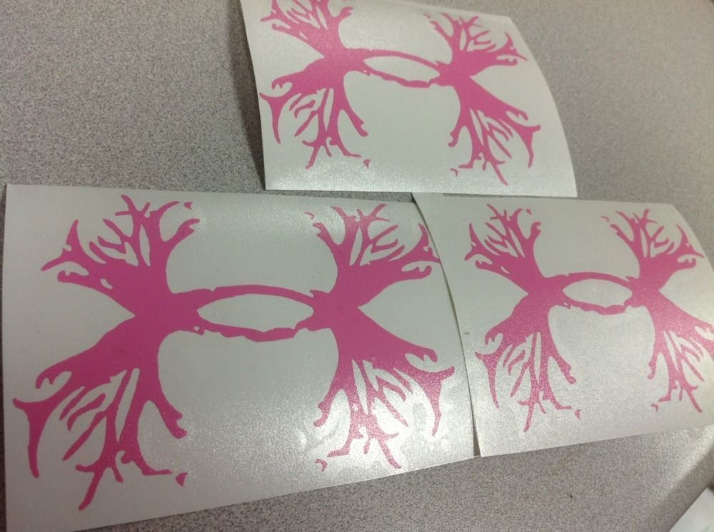 Lot Of 3 Under Armour/Armor Antlers vinyl decal/sticker 5" H pink Hunting Logo