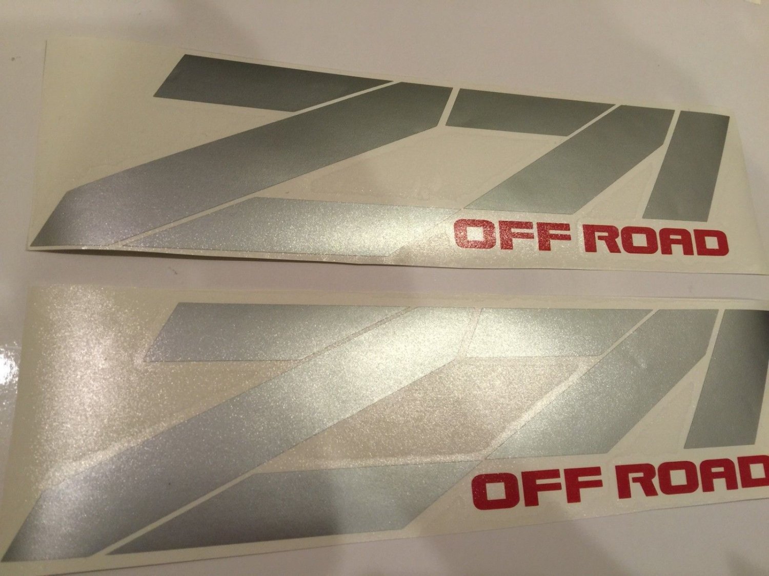 Pair Of Z71 Off Road Decal silver With Red Off Road Sticker Truck