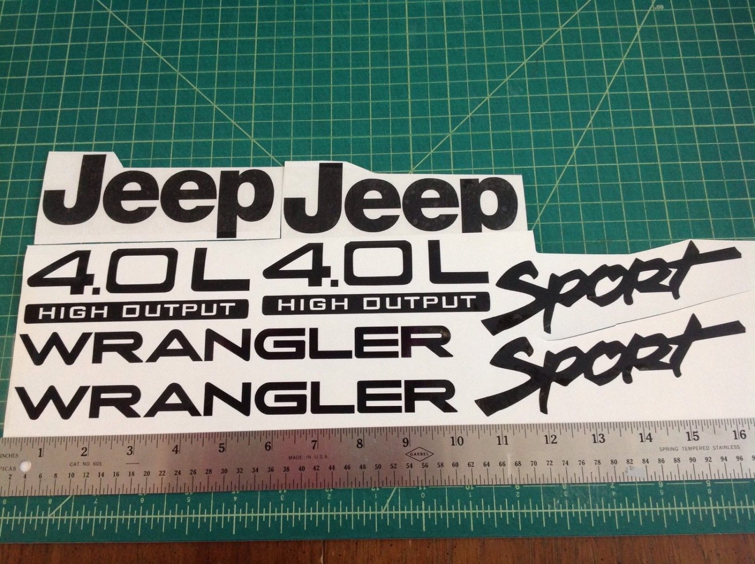 Jeep Wrangler Sport Vinyl Stickers Decals kit set of YJ TJ 4.0L 4.0 L