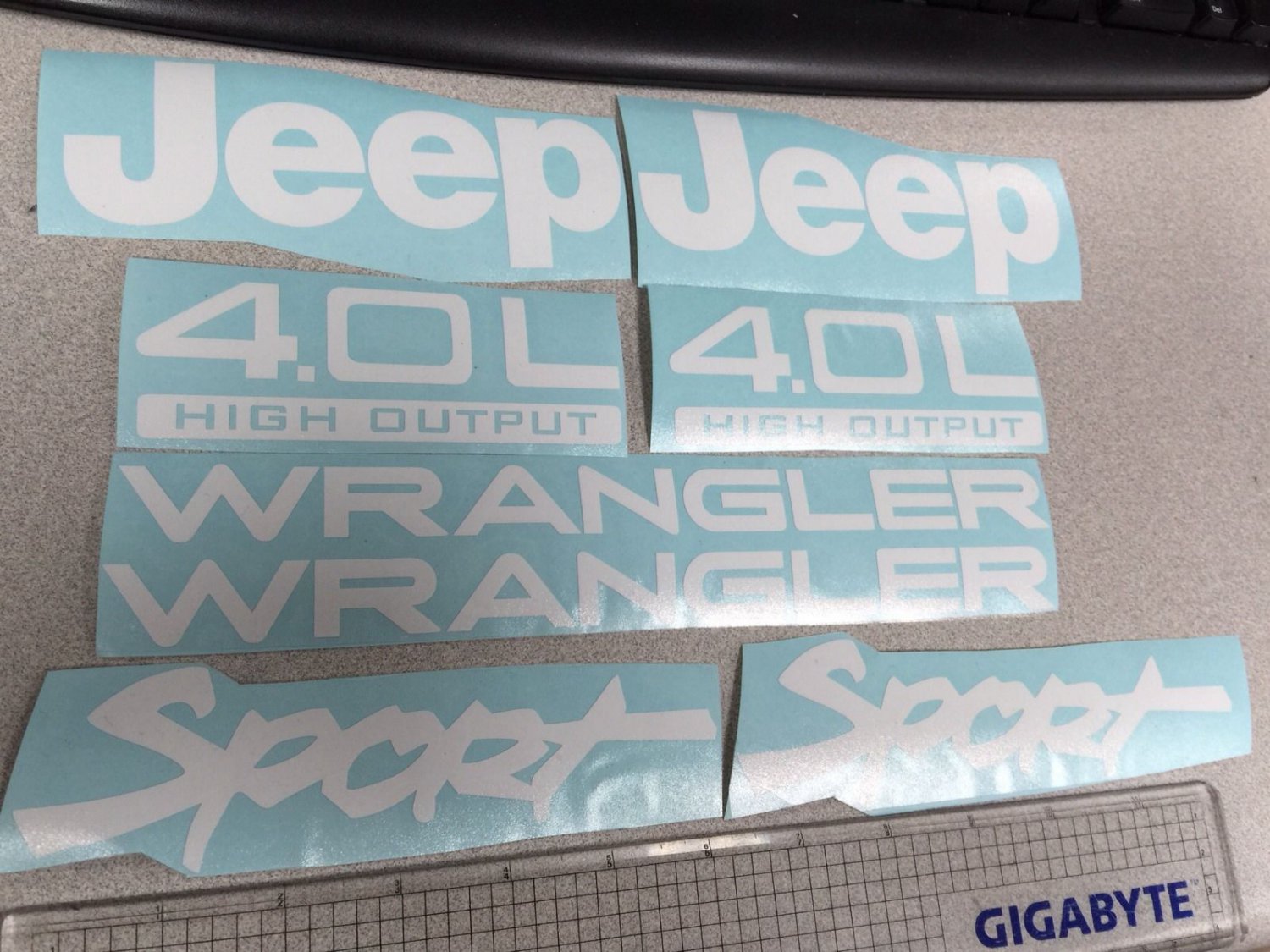 Set of Jeep Wrangler Sport Refresh Vinyl Stickers Decals YJ TJ 4.0L 4.0 L white