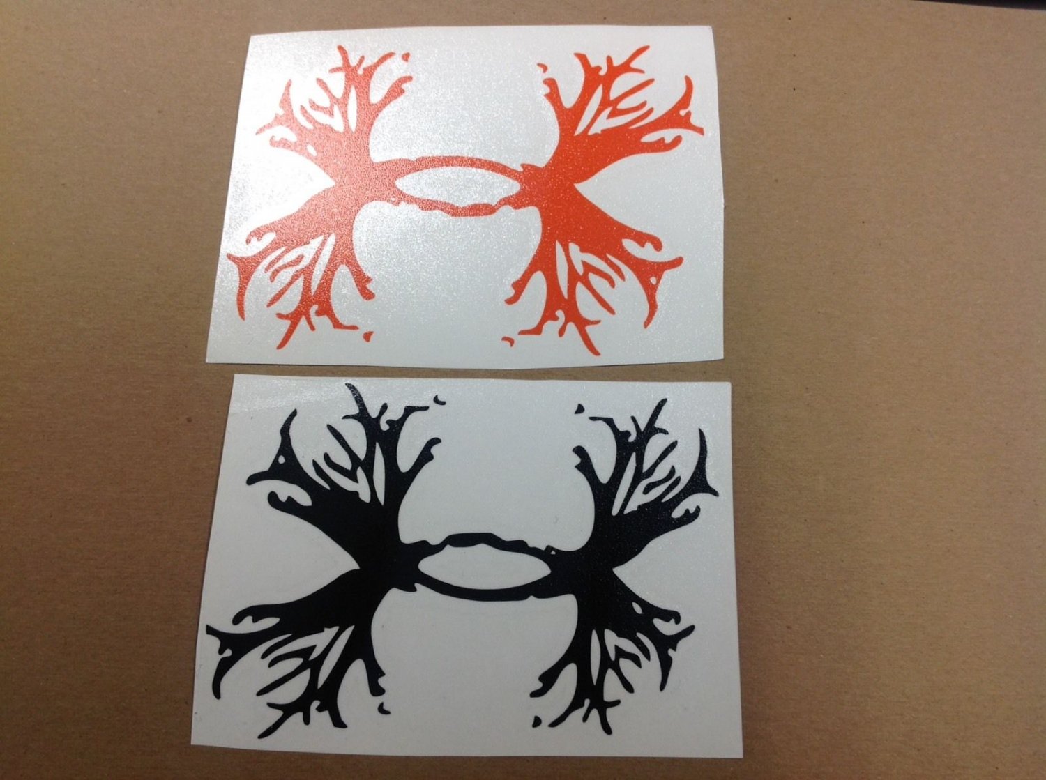 2 Under Armour/Armor Antlers vinyl decal/sticker Outdoors Hunting orange black