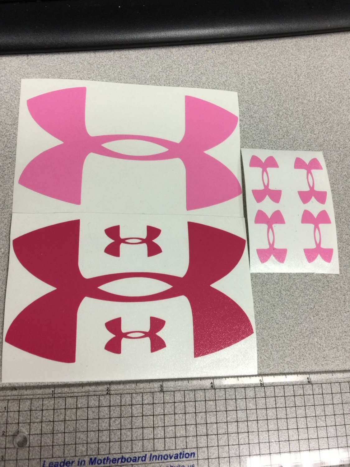 Under Armour Decal Sticker Vinyl 2 Of 5" & 6 Of 1.25" Surfboard Pink /hot Pink