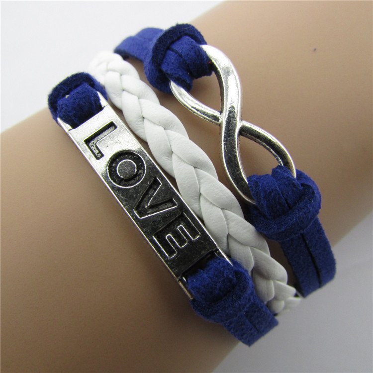 Europen Retro Anchor Love Eight Handmade Infinity Bracelet
