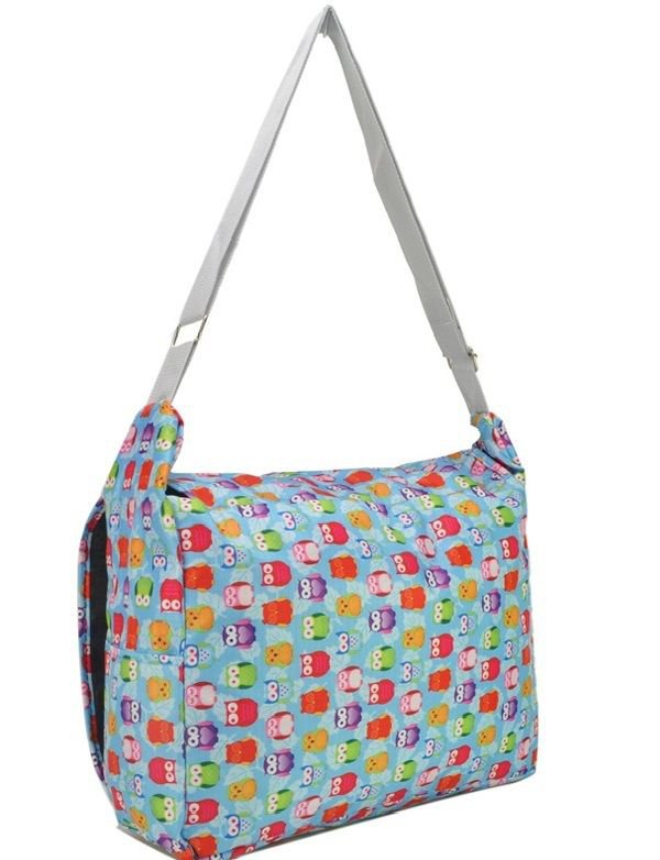 Blue Owl Print Lightweight Messenger Satchel Fashion Shoulder Bag College School