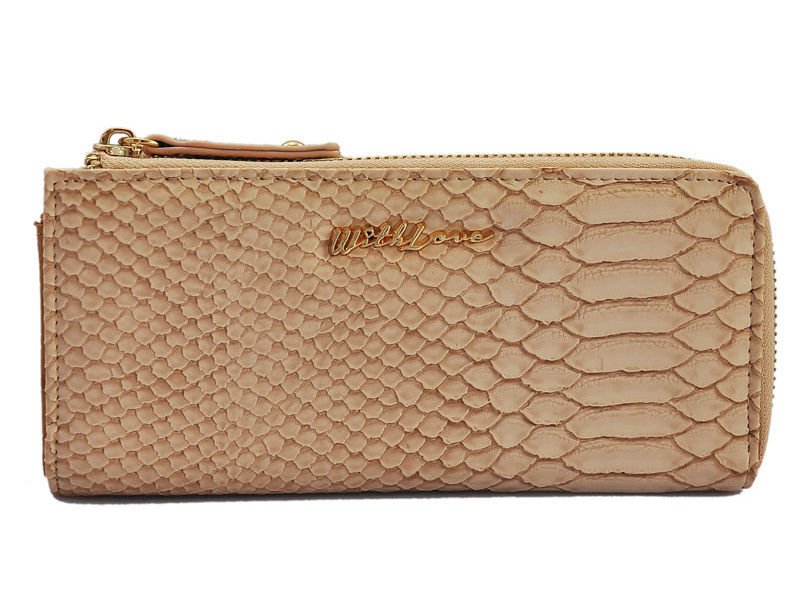Pink Crocodile Print Zip Closure Clutch Purse Gold With Love Slogan