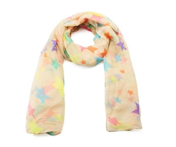 Fun Multicoloured Bright Neon Star Printed Summer Fashion Scarf