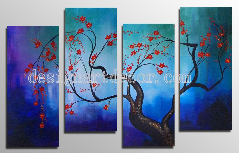 Framed Modern Abstract Oil Paintings On Canvas Flowers Wall Art 100% Hand Painted Artworks OP811