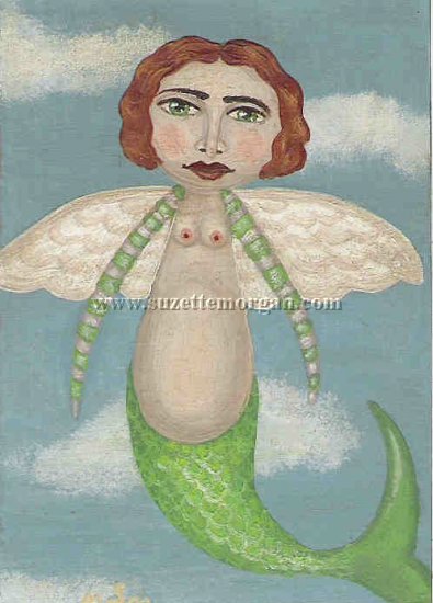 Flying Mermaid Print by Suzette M. Morgan