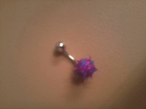 purple and blue spiky belly button ring