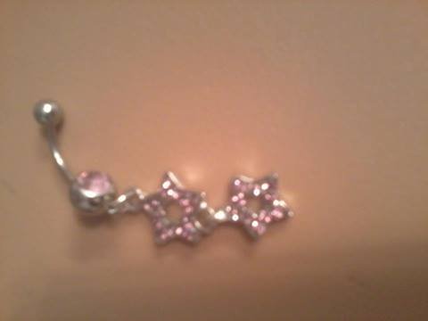 dark pink dangling belly button ring