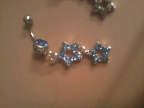 light blue dangling belly button ring