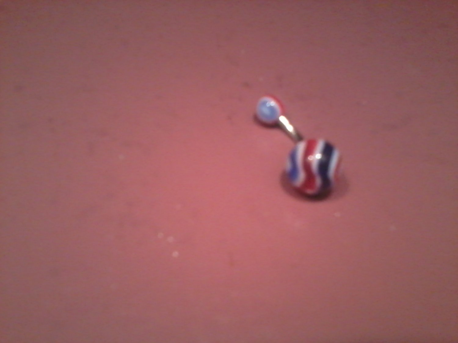 red white and blue stripes belly button ring