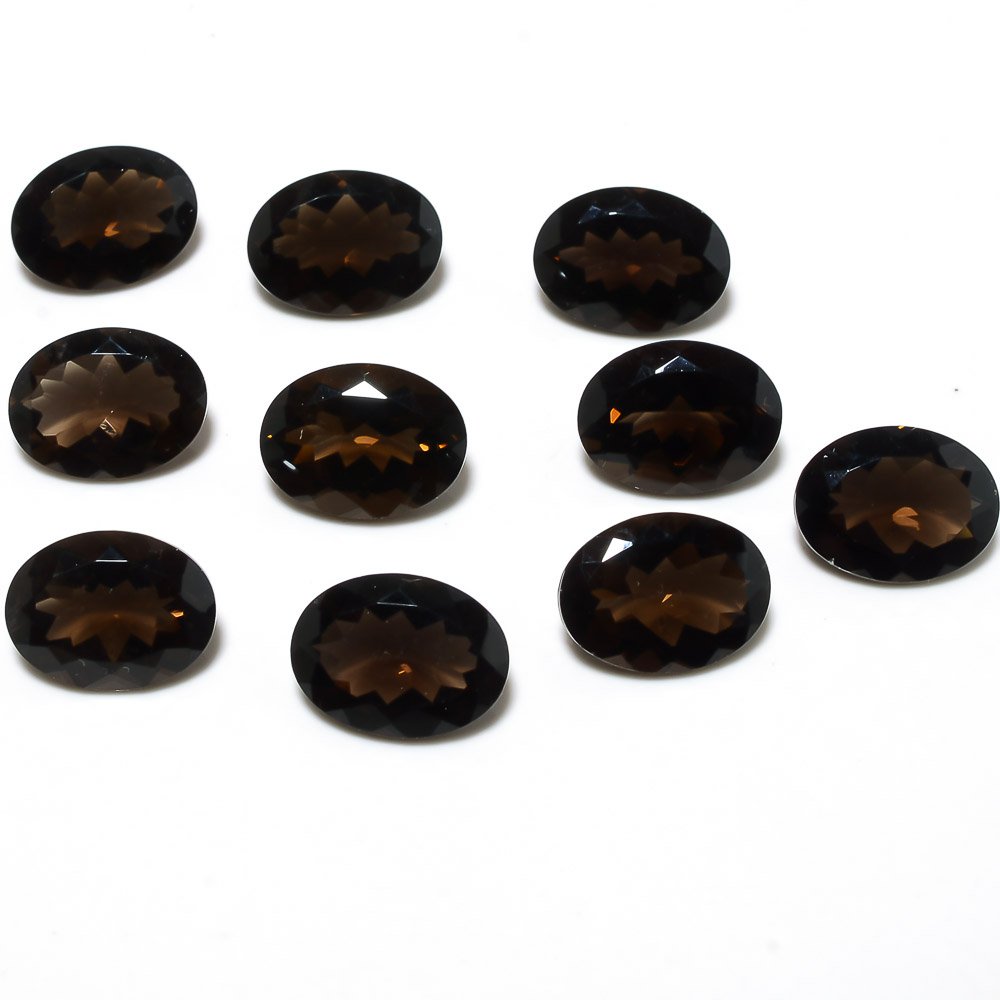 Certified Natural Smoky Quartz AAA Quality 10x8 mm Faceted Oval Shape 25 pcs Lot Loose Gemstone